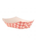 Empress 1/2 lb Red & White Plaid Paper Food Trays - EFT50