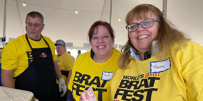 The Rocket Industrial staff working the brat tent at Bratfest in Madison